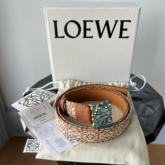 SOLD LOEWE Anagram Web Leather Buckle Belt - Picture 3 of 13